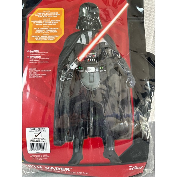 Star Wars Darth Vader Child Costume Jumpsuit Mask Cape Belt Small 4-6 - Picture 3 of 5